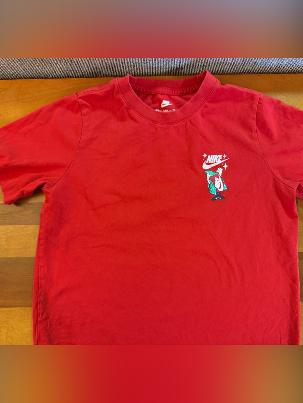 Nike Red Short-Sleeve Tee with Small Front Graphic and large back graphic
